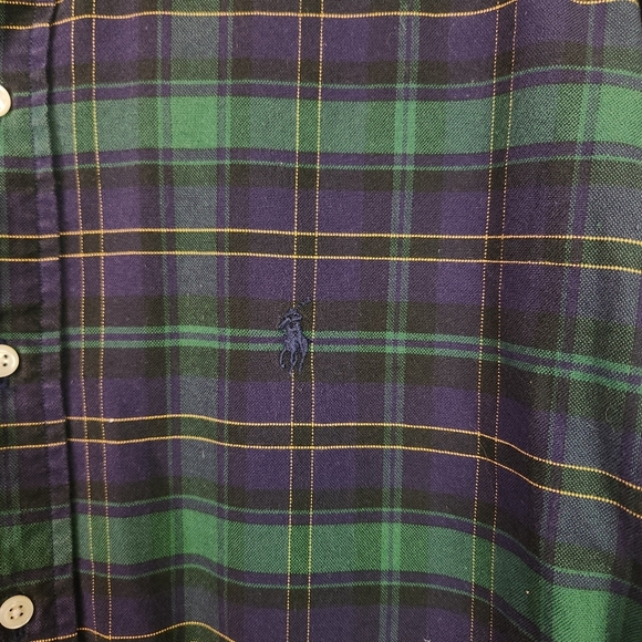 Ralph Lauren Blue Green Plaid Long Sleeve Button Down Shirt Mens Size Medium - Picture 3 of 7
